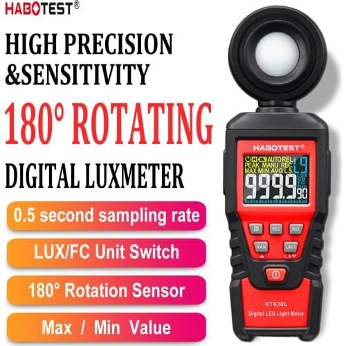 Habotest HT620L Luxmeter Digital Light Meter Lux Meter Photometer UV Radiometer LCD Luxmeter Handheld Illuminometer Photometerka