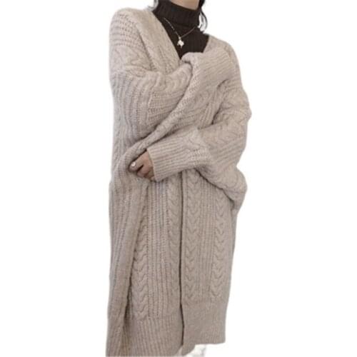 Spring Autumn New Womens Cardigans Casual Oversize Female Knitted Sweaters Solid Lady Long Coats Outerwear Vintage Clothes