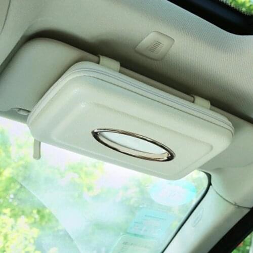 Leather Car Sun Visor Tissue Boxes Holder Plastic Auto Seat Back Hanging Paper Napkin Organizer Interior Accessores Automovil