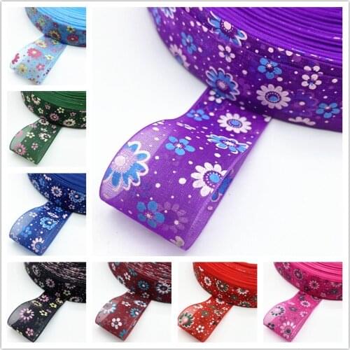 5 yards 25mm Printing Flower Organza Ribbons For Flower Gift Packing Wedding Decoration DIY