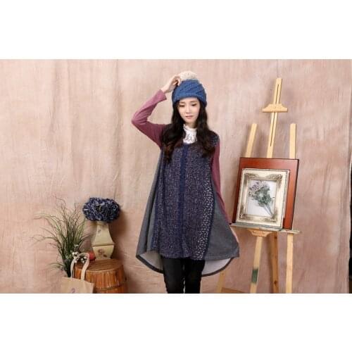 Patchwork vestido de renda sequin sweater longo tweed dress vestidos invierno mujer embroidery abiti donna autumn winter dress