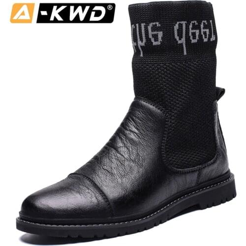 Fashion High Top Socks Shoes Men Winter Shoes Mens Work Boots Cowboy Boots Men Slip-ons Leather Sneakers Men Shoes 2020 Footwear