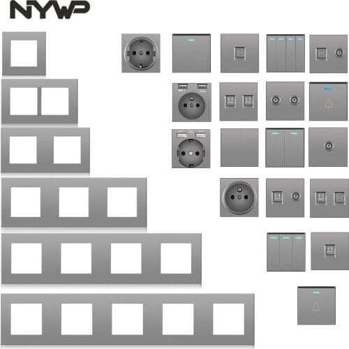 Nywp wall mount module diy European standard PC gray panel power socket switch button function free combination