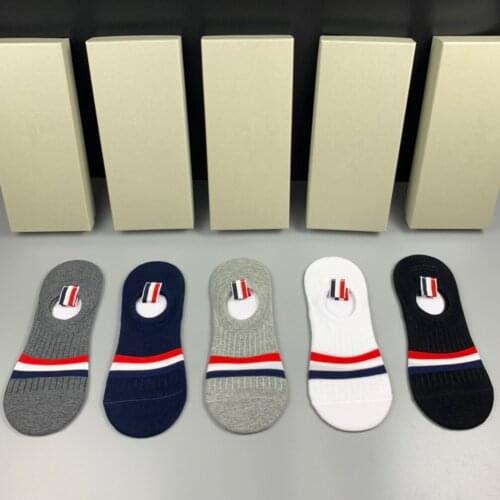 2021 Fashion TB Brand Socks Men Women Cotton Striped Boat Socks Retro Harajuku Japanese Style Socks Men 5 Pair Ins Happy Socks