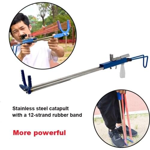 New Long-barreled Slingshot Rifle Detachable Outdoor Hunting Portable Shooting Catapult with Powerful 12-strand Rubber Band