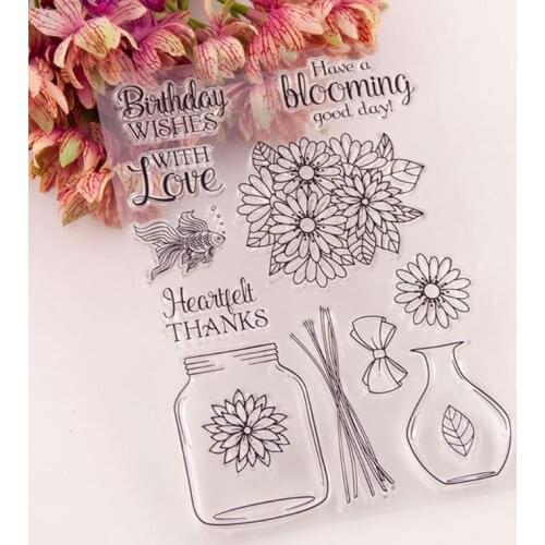 2021 New Flower Vase Silicone Clear Seal Stamp DIY Scrapbooking Emboss Photo Album Card
