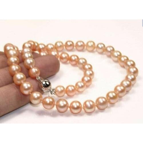 CHARMING HUGE AAA 11-12MM ROUND PINK PEARL NECKLACE 18" 36"