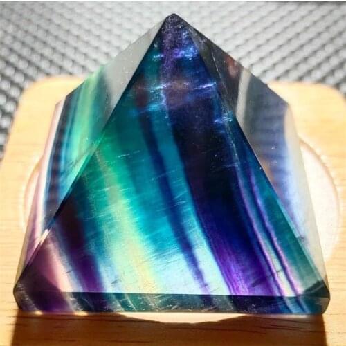 Natural Rainbow Crystal Egyptian Pyramid Fluorite Point Healing Meditation Energy Amethyst Stone