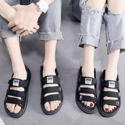 Mens Womens Beach Sandals Summer Canvas Letters Lovers One Word Slippers Fashion Outer Wear Sandals Mens Sandals