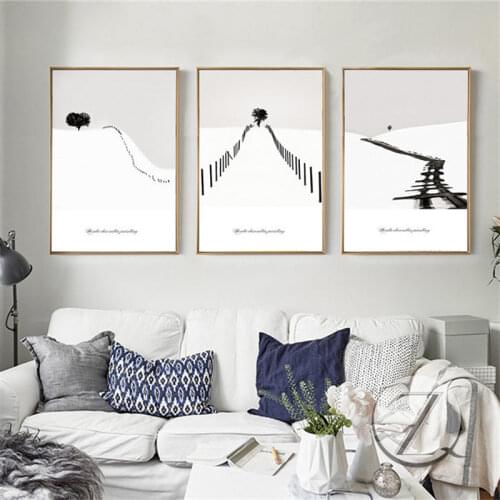 Nordic Abstract Snow-covered Landscape Road Picture Home Decor Canvas Painting Wall Art Print Minimalist Poster for Living Room