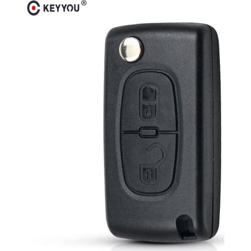 KEYYOU 10x For Citroen C2 C3 C4 C6 Berlingo 2 Button Flip Folding Key Shell Ce0523 VA2 Blade Remote Key Shell Auto