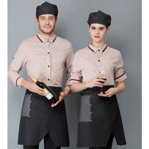 Western Restaurant Waiter Uniform Coffee Shop Waitress Shirt Women Cafe Staff Workwear Kitchen Cooker Overalls Men Bakery Jacket