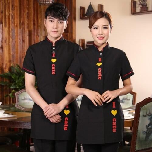 Western Restaurant Waiter Uniforms for Women Men Short Sleeved Hot Pot Restaurant Work Clothes Summer Cake Shop Uniform