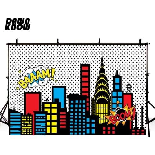 DAWNKNOW Cartoon Architecture Vinyl Photography Background For Baby City Photo Shoot Backdrop For Wedding Photo Studio lv1795