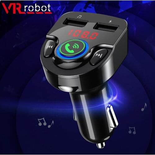 VR robot Car FM Transmitter Bluetooth 5.0 Music Audio Player Wireless Handsfree Car kit Adapter With Dual USB Fast Charging