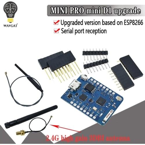 WEMOS D1 Mini Pro 16M Bytes External Antenna Connector NodeMCU Based ESP8266 ESP-8266EX CP2104 WIFI Development Board Micro USB