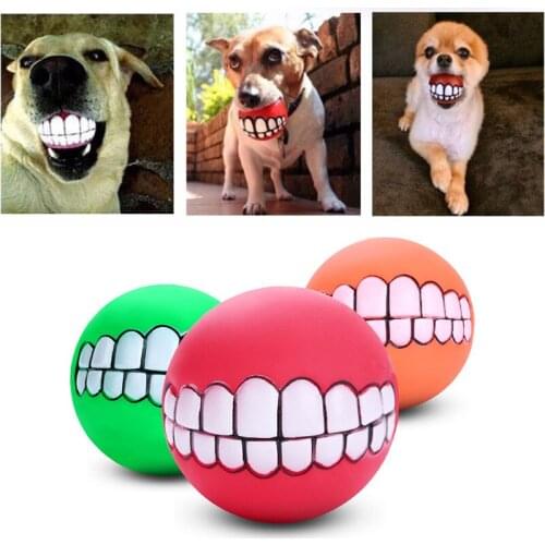 YVYOO 1pcs Cute Pet Ball Toys Puppy Cat Dog Funny Ball Teeth Silicon Toy Chew Sound Dogs Play Toys Fetching Squeaker Sound Ball