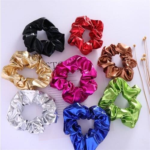 Women Hair Accessories Elegant Satin Scrunchies Laser Elastic Hair Bands for girls Ponytail Holder Tie Hair Rubber Band Headband