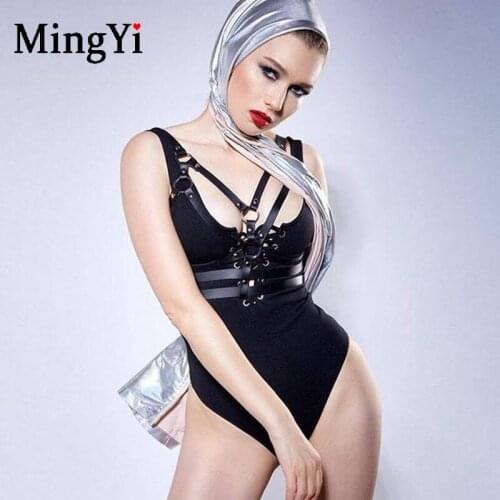 Cothic Punk Leather Harness Cage Bra Body Bondage Belt Sexy Erotic Lingerie Fetish Straps Bralette Tops For Women Chest Harness