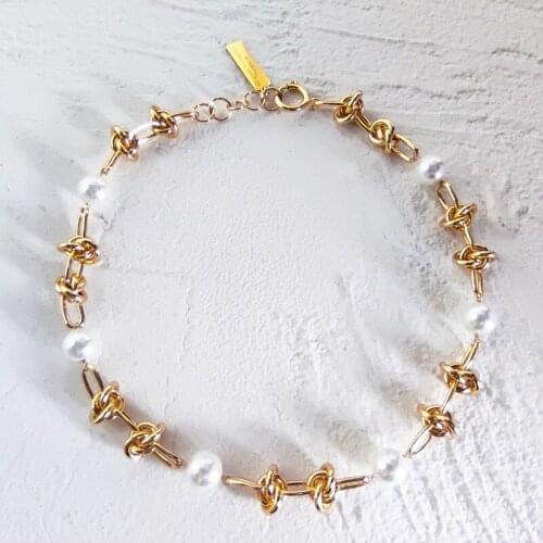 Pearl necklace female European and American ins hip hop necklace niche necklace simple clavicle chain sweater chain choker