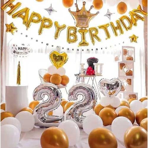 1set Gold Silver Themed Birthday Party Decorations Big Crown Beer Cup Foil Adults Birthday Party Supplies Gold Black Chrome Bal