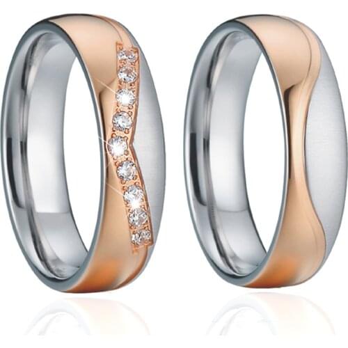 1 Pair Love Alliance Crown couples promise wedding rings for men and women ladies finger rose gold plated ring marriage