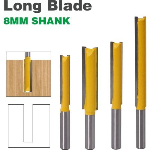 1 pc8mm Shank Extra long 3" Blade 8mm" Cutting Dia. Straight Router Bit Woodworking cutter Tenon Cutter for Woodworking