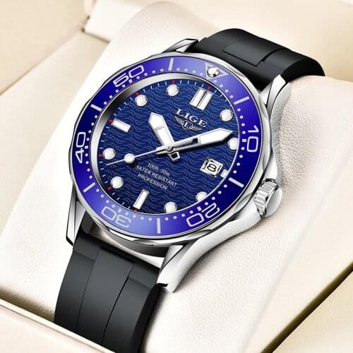 2021 LIGE New Arrival Mens Watches Top Brand Luxury Silicone Watch Men Sports Date Quartz Clock Business Waterproof Wristwatches