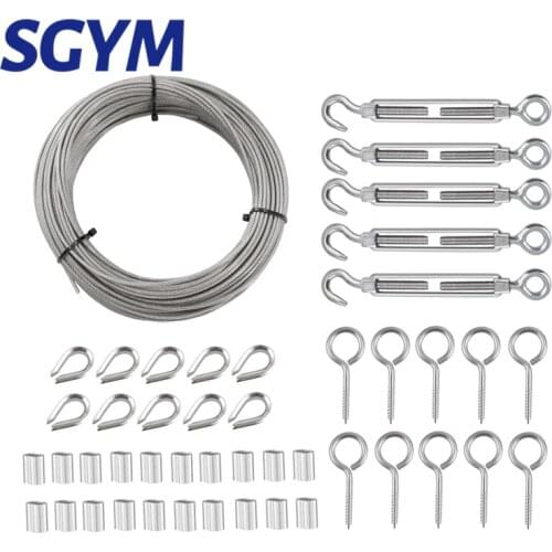 30m/100ft Garden Wire/Cable Railing/Wire Fence Roll Kits PVC Coated Heavy Duty 304 Stainless Steel Cable Rope