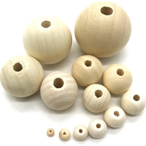 4-50mm Natural Wood Beads Spacer Wooden Beads For Jewelry Making Wood Beads Lead-Free Balls Wood Color DIY Bracelet necklace