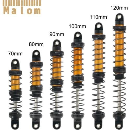 4PCS Oil Adjustable 70mm 80mm 90mm 100mm 110mm 120mm Metal Shock Absorber Damper Golden for 1/10 RC Car SCX10 Wraith TRX4 TRX6