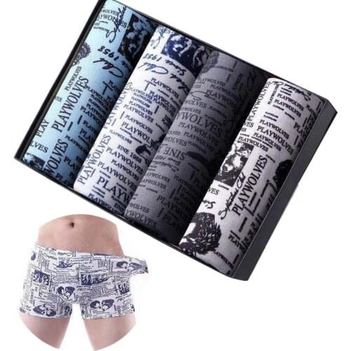 4Pcs Mens Underwear Fashion Mens Boxer Male Modal Panties Shorts Underpants Men Breathable Mid Waist Shorts L-4XL Large Size
