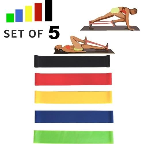5 Pcs/Set Elastic Resistance Bands Nature Latex Exercise Fitess Band Yoga Loop Band For Home Gym Travel Training Workout