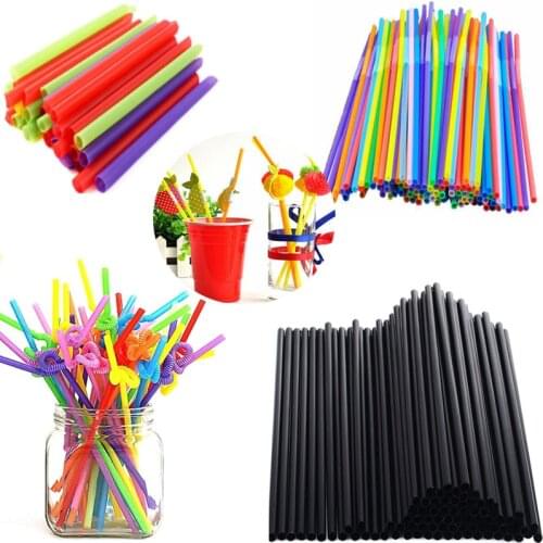 33/50/100Pcs Plastic Drinking Straws Disposable Beverage Straws Wedding Decor Mixed Colors Party Supplies