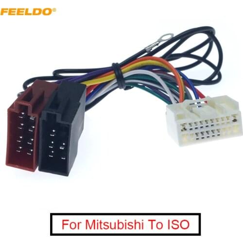 FEELDO Car Stereo Conversion Plug Wire Adapter For Mitsubishi 2007+ To ISO CD Radio Wiring Harness Original Head Units Cable