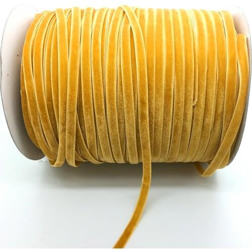 Free Shipping 5 yds 1/4 "(6mm)Wide Yellow Velvet Ribbon Vintage Headband Clips Bow Decoration #6mRS07