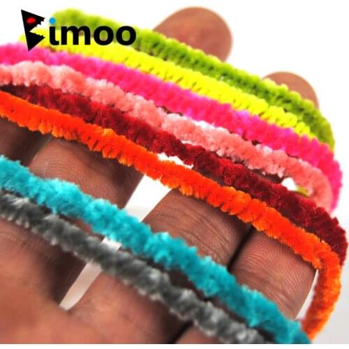 Bimoo 2m Fly Fishing Wooly Worm Fly Streamer Fly Tying Chenile Thick 3mm ~ 5mm Olive White Pink Green Red Brown etc