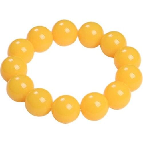 Baltic chicken oil yellow old honey wax ball hand string amber single ring bracelet over fluorescent men and women