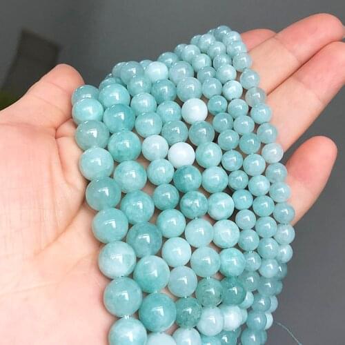 Natural Crystal Stone Blue Amazonite Beads Round Loose Beads Angelite For Jewelry Making DIY Bracelet Accessories 6/8/10/12mm