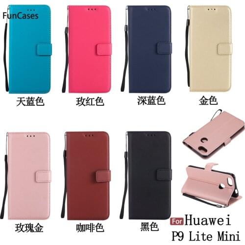PU Leather Case sFor Hoesjes Huawei P9 Lite Mini TPU Back Cover Carcasas PU Leather Case Huawei Ascend Enjoy 7 Y6 Pro 2017 5.0"