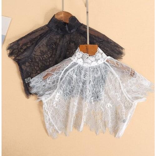 Black White Lace Hollow Fake Collars for Women Detachable Collars Stand Sweater Blouse Tops Decorative Neck Tie Decorative