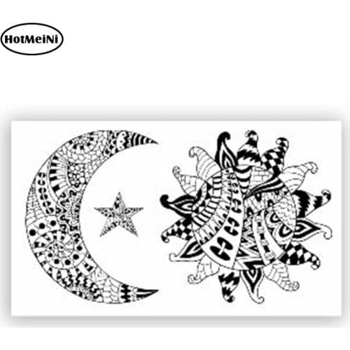 HotMeiNi 13cm x 6.5cm Car Styling Sun, Moon and Star Vinyl Sticker Laptop Helmet Bike Car Gift Waterproof Car Sticker Decal