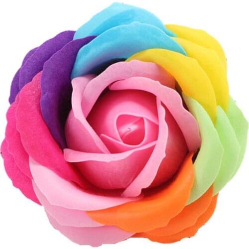 Artificial soap colorful rose flower head 5 layer rose flower head simualtion fake rose head wreath for valentines gift box
