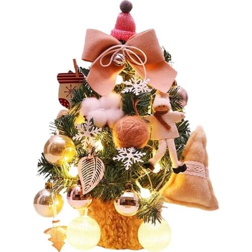 Artificial Mini Christmas Tree Decor With LED Lights For Christmas Tabletop Navidad New Year Gifts Party Supplies Atmosphere