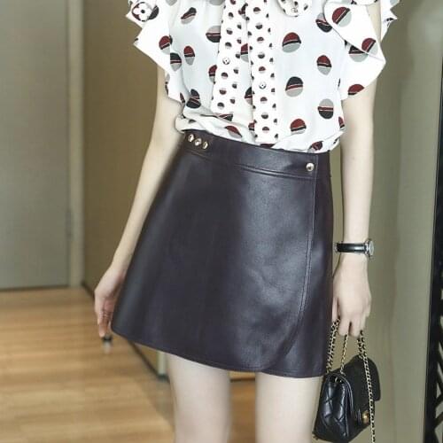 YYCZF Leather Skirt Female A-line Skirt Genuine Leather Autumn New High Waist Of Sheepskin Leather Skirt Advanced Good Match