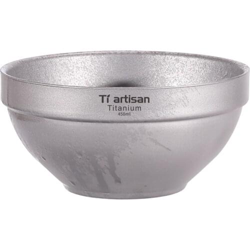 450ml Titanium Bowl Ultralight Camping Travel Tableware Double Wall Pure Titanium Bowls For Camping Hiking Backpacking Picnic