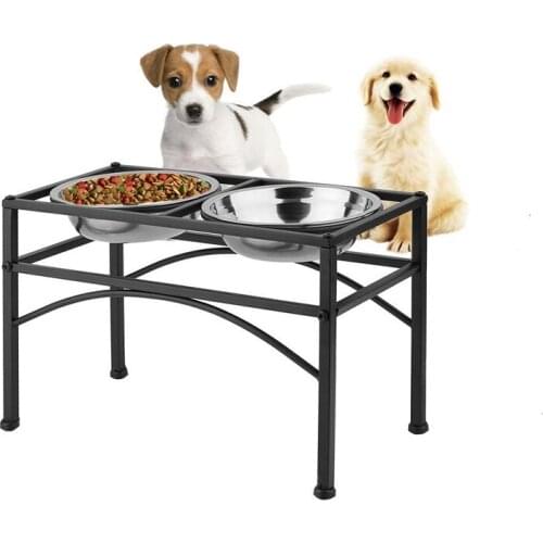 Stainless Steel Raised Dog Bowls With Stand Rustproof Antiskid Safe Food Puppy Pet Feeder Drinking Easy To Install Dog Bowl