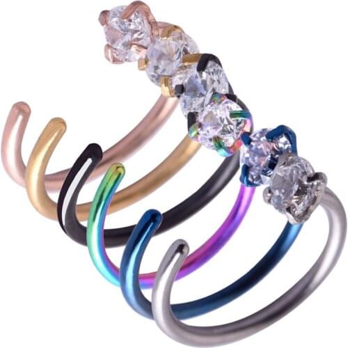 Fashion Cute Girl Stainless Steel Zircon Nose Ring Women Fale Piercing Crystal Clip Hoop Ring Female Body Jewelry Party Gift