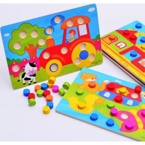 Montessori Tangram Jigsaw Board Cartoon Wooden Puzzle Baby Early Learning Toy Game DIY Educational Toy for Children Gift