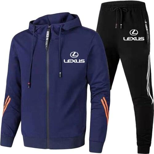 Mens fitness suit casual fashion three bars spring and fall running clothing fashion street trend sports two sets of large size